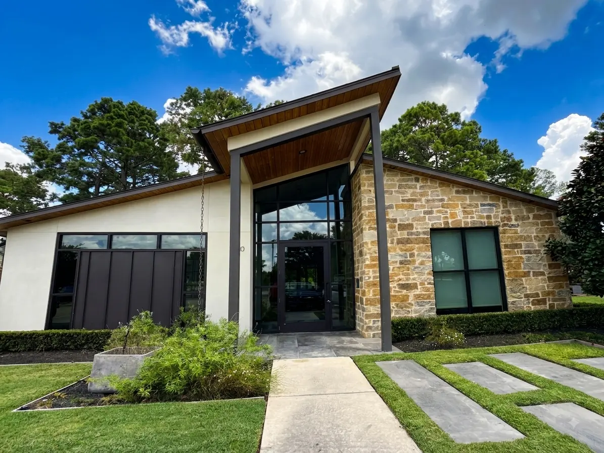 The commercial storefront and entry glass Varner keeps on a route, cleaned front and back
